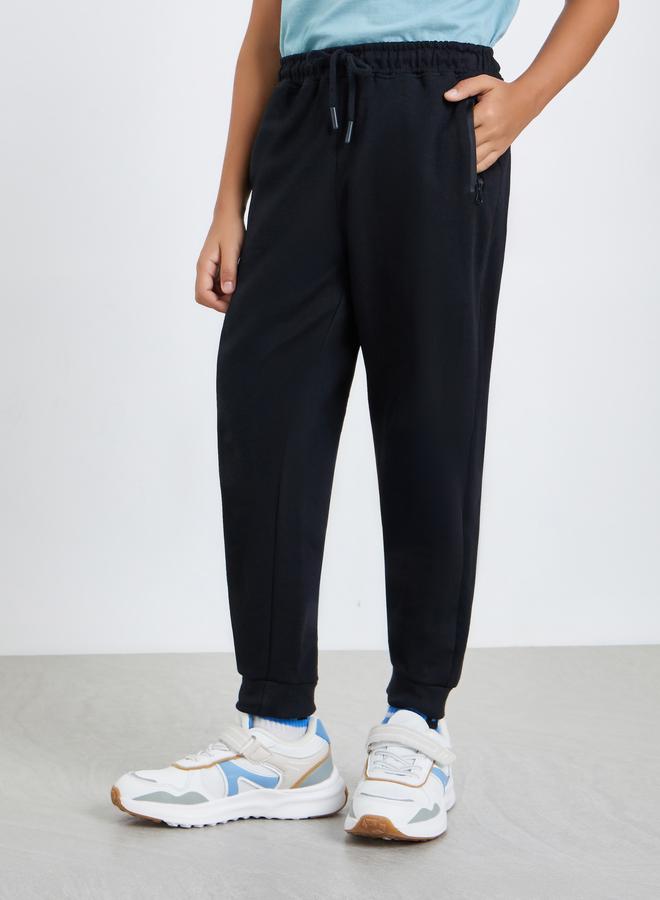 Styli Boys Black Cotton Joggers with Zipper Pocket - Image 4